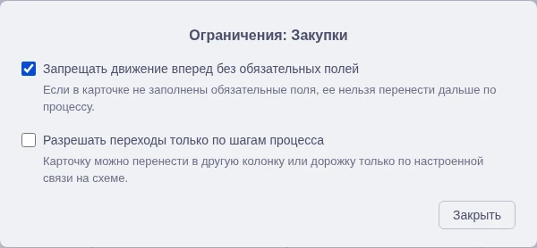 Включённое ограничение процесса